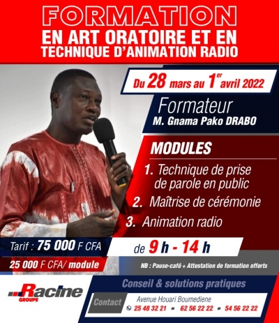 ANNONCES OFFRE DE FORMATION: ART ORATOIRE ET TECHNIQUE D&#039;ANIMATION RADIO